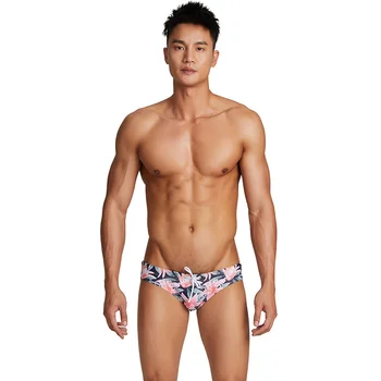 Nueva Venta Caliente Sexy Impresión de Encaje de los Hombres traje de baño de secado Rápido Transpirable Playa de los Deportes de los Hombres del Triángulo Troncos de Natación