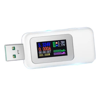 Pantalla a Color USB Probador de 0-6 años.5 a de Corriente de 4-30V Voltímetro de Tiempo de Monitorización de la Pantalla Poderes Móviles de Detección de MX18L(Blanco)