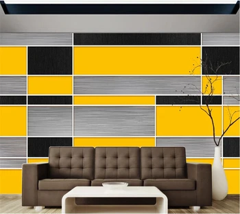 papel de parede un fondo de pantalla Personalizado de la Moda de la Decoración del Hogar Negro Amarillo Gris Mosaico Geométrico Sofá de la Sala de Fondo Mural