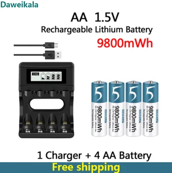 Pila AA de 1.5 V batería Recargable de Polímero de iones de Litio de la Batería AA de la Batería para el control remoto del ratón ventilador Eléctrico de juguete con cargador USB