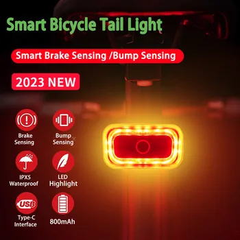 Smart Bicicleta luz trasera Luz Roja de la Cola Intelligrent de Detección de Freno Automático de Inicio/Parada de Carga USB de MTB de la luz Trasera de Bicicleta Accesorios