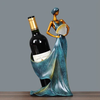 Sostenedor de Botella de vino Personaje Femenino Elegante Dama de la Resina del Vino Estante de Exhibición Decoraciones para el Hogar para una Sola Altura de la Botella de Bebida TS2