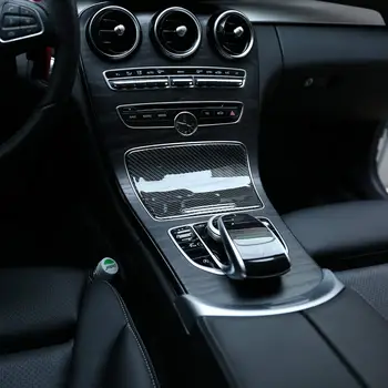 Suave de Fibra de Carbono Interior del Coche de la Consola central de la Decoración del Panel de Pegatinas de ajuste para Mercedes Benz Clase C W205 GlC X253 2015-2019