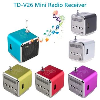 TD-V26 Mini Radio FM Digital Portátil de Altavoces w/Receptor Apoyo TF Tarjeta Integrada en la LÍNEA DE entrada de audio de la interfaz de disco de U