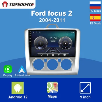 TOPSOURCE Para Ford Focus 2 3 Mk2 Mk3 2004 2005-2011 WiFi GPS de Navegación Inalámbrica CarPlay Multimedia del Coche del Reproductor de Radio Estéreo
