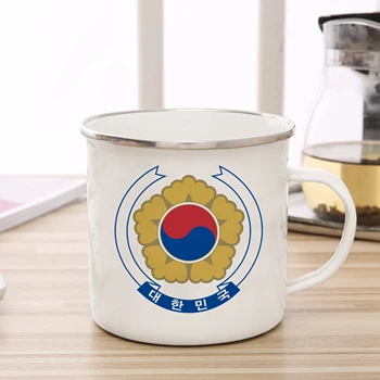 Una taza de BRICOLAJE Emblema de Corea del Sur esmalte de la taza de café té leche taza de camping de la taza fans conmemorativa de regalo de la taza