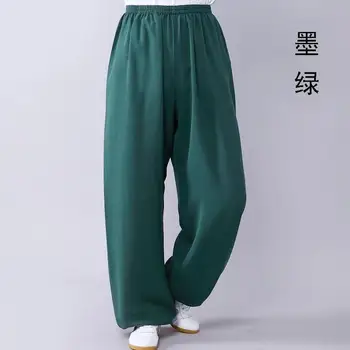 unisex 10colors de Algodón y ropa de cama de kung fu wushu pantalones de artes marciales bloomers tai chi pantalones Verde/Azul/Rosa