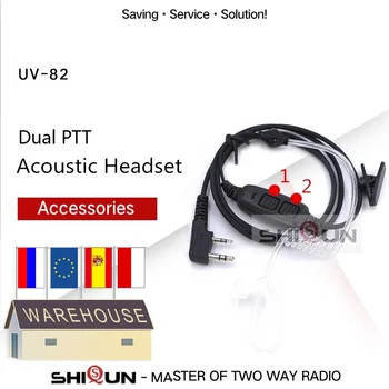 UV-82 Auricular Doble PTT Micrófono Baofeng UV-82HP Acústica en Tubo de Aire Tubos UV-8 UV-82L UV-89 UV-82TP GT-5TP UV-82HX UV-8D de radioaficionado