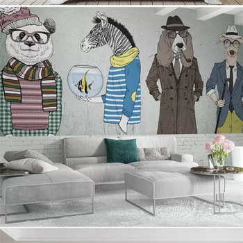 wellyu Nórdicos de dibujos animados de animales de ilustración de fondo de la pared de papel mural personalizado gran mural verde fondo de pantalla papel de parede