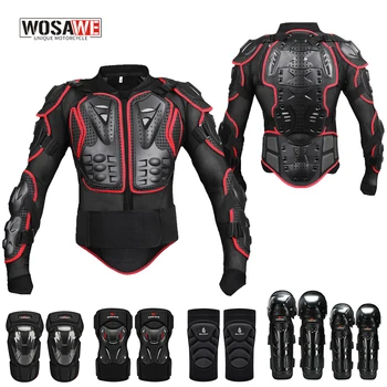 WOSAWE de Carreras de Motocross Chaleco Armadura Nuevo equipo de Protección de la Motocicleta Chaqueta de los pantalones Cortos Pantalones de Protección de la Rodilla de la Guardia coderas Rodilleras