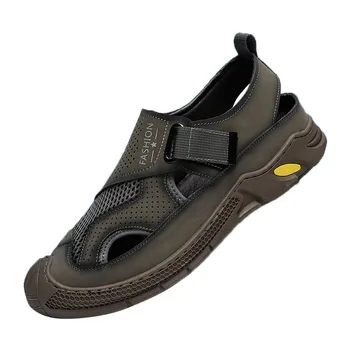 Zapatos de los hombres De 2023 Verano Nuevo Diseñador Hueco Transpirable Casual Zapatos de Cuero para Hombres Suela Suave Casual de Conducción de Zapatos Sandalias Masculinas