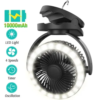 2023 Nueva tecnología de Doble Uso Pequeño Ventilador de Luz LED con tiempo de espera de la Noche la Luz de Carga USB Multifuncional Camping Ventilador